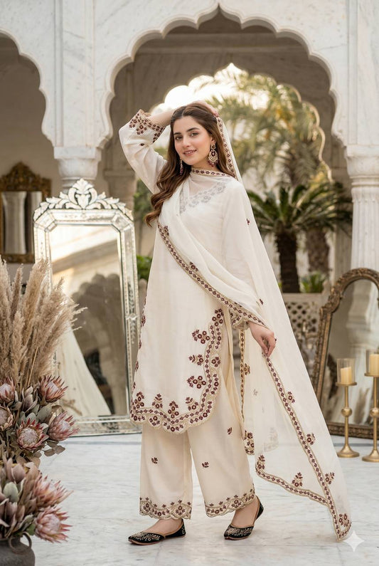 *NEW DESIGNER HEAVY EMBROIDERY SEQUENCE WORK 3 PIS SUIT SET*