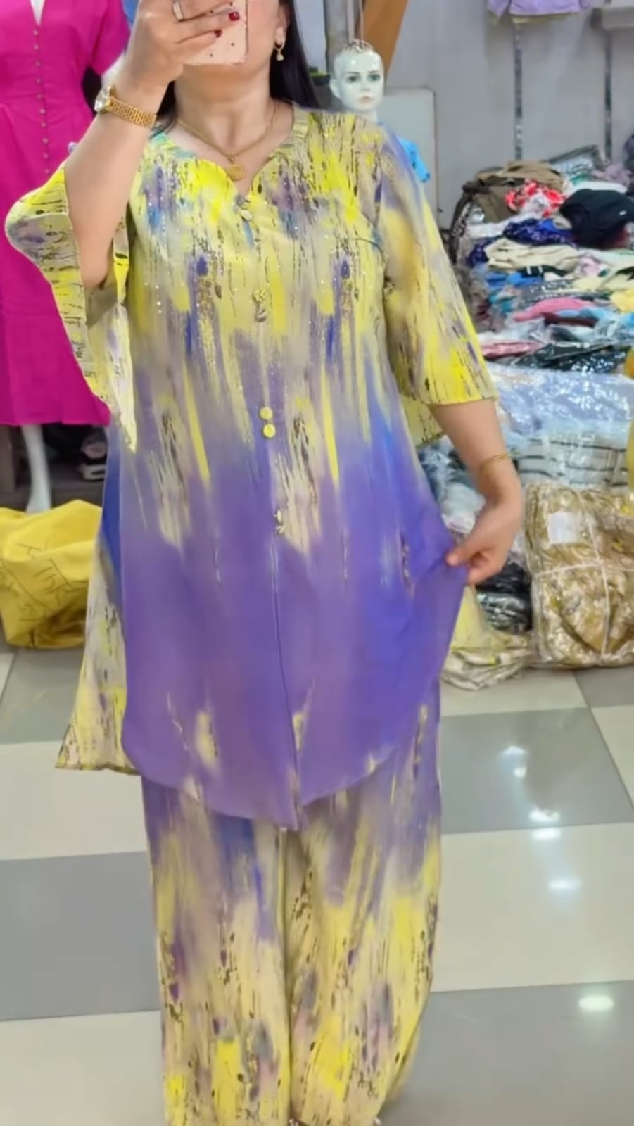 (Co-Ord} Long Suit St Kurta - Palazzo Stylish Dress