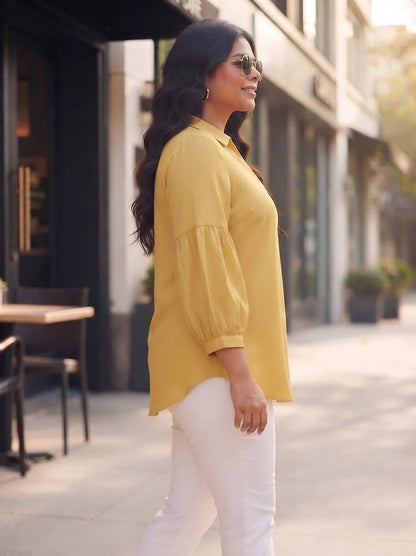 Yellow back collar top