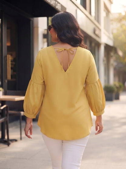 Yellow back collar top