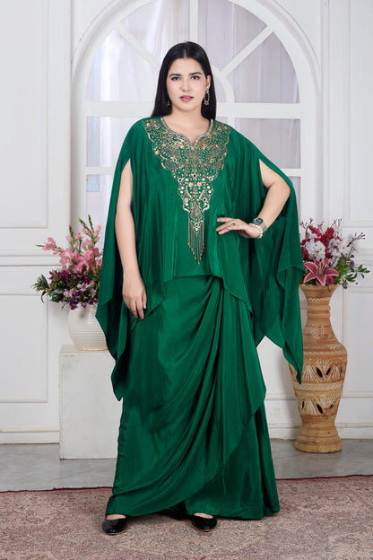 Green Cape Skirt Set