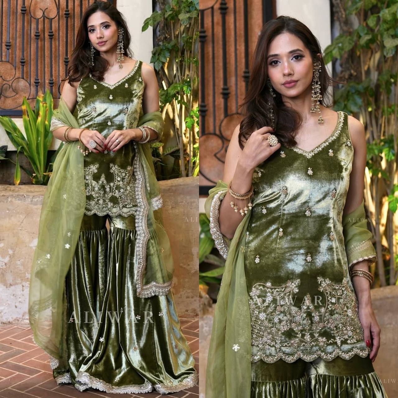 New Arrival Premium Velvet Sharara Suit with Hand Moti & Sequin Dupatta