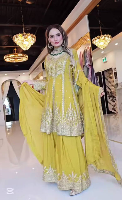 Premium Designer Party Wear Top-Plazzo with Dupatta