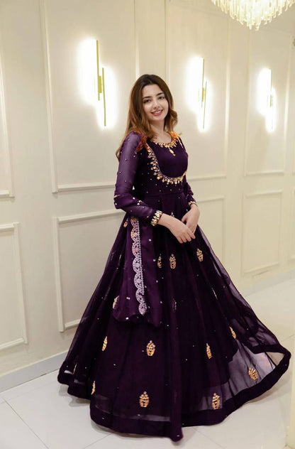 2 PIECE GOWN WITH DUPATTA IN SEQUENCE EMBROIDERY WORK ✨