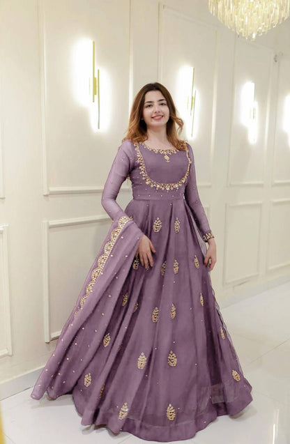 2 PIECE GOWN WITH DUPATTA IN SEQUENCE EMBROIDERY WORK ✨