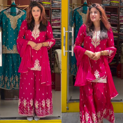 Premium Chinon Silk Party Wear with Dupatta
