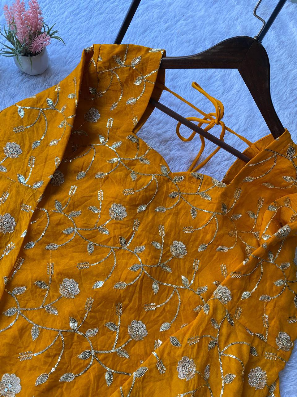 EXCLUSIVE 2 PIECE TOP AND PLAZZO IN SEQUENCE EMBROIDERY WORK