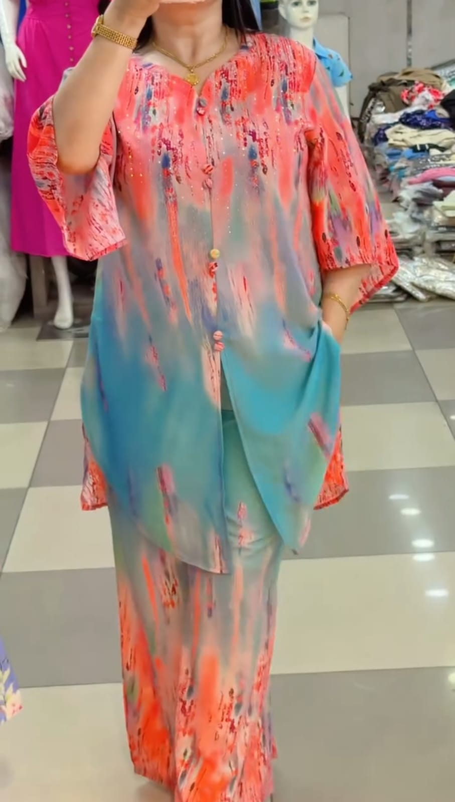 (Co-Ord} Long Suit St Kurta - Palazzo  Stylish Dress