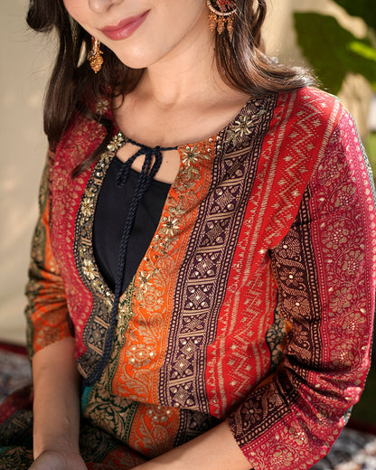 Multi-Colour Kurti Palazzo Set