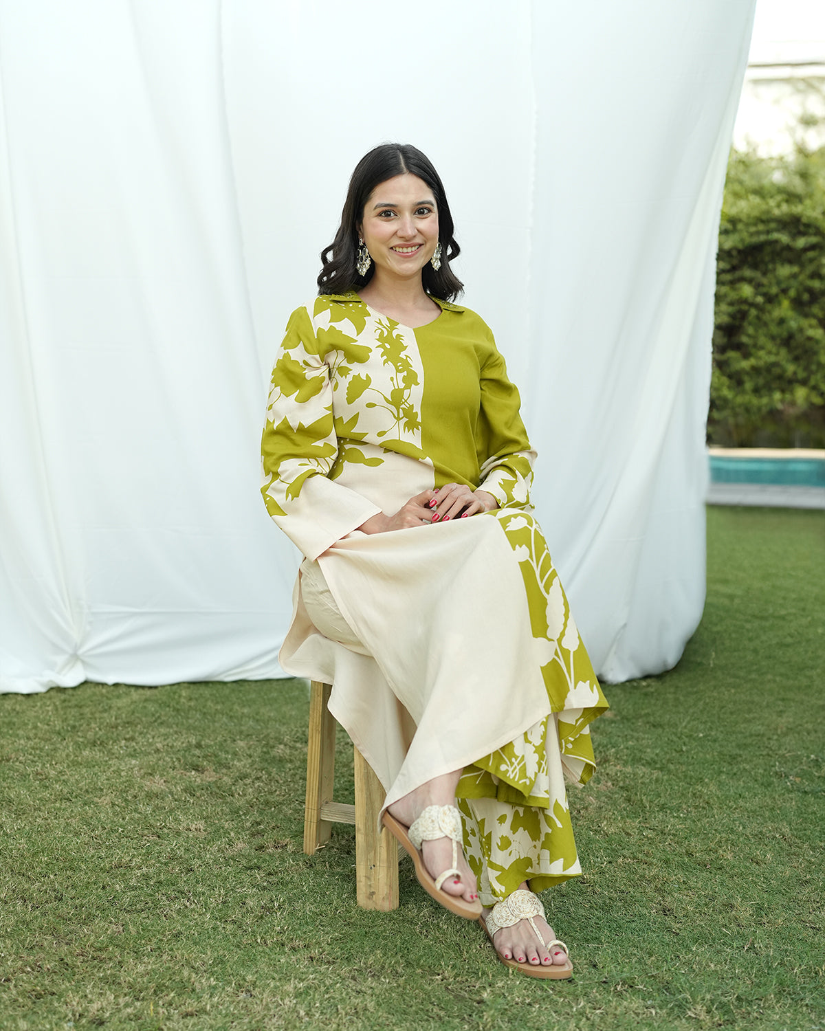 Two-Tone Green Kurti Set