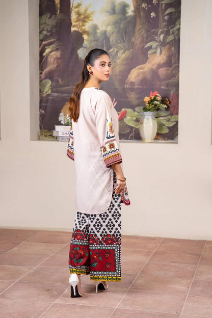 Floral and Geometric Printed Kurta Set For Women