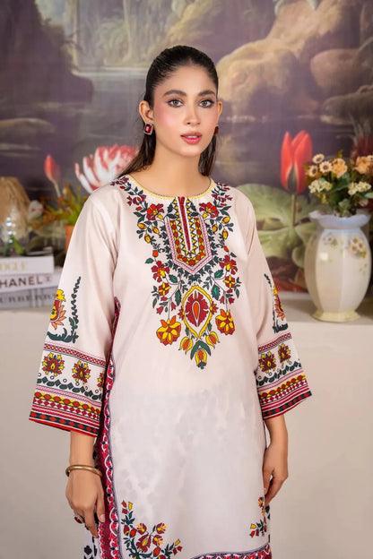 Floral and Geometric Printed Kurta Set For Women
