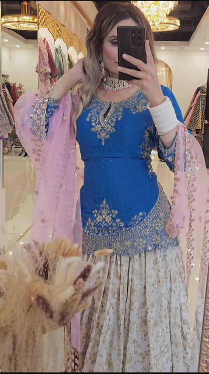 New Designer Chinon Silk Lehenga with Fancy Top & Dupatta-NF-(1242)