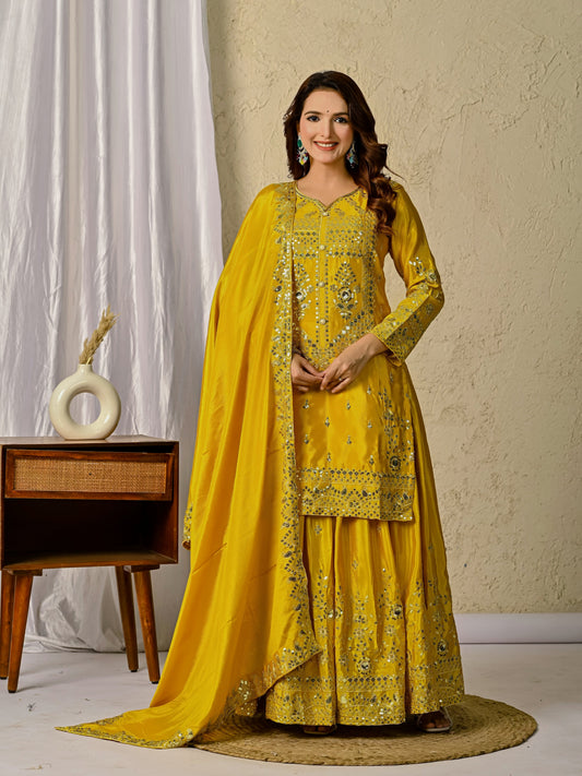 Launching Designer Party Wear Set: Top, Sharara Palazzo & Dupatta