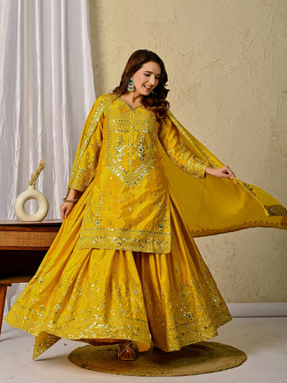 Launching Designer Party Wear Set: Top, Sharara Palazzo & Dupatta