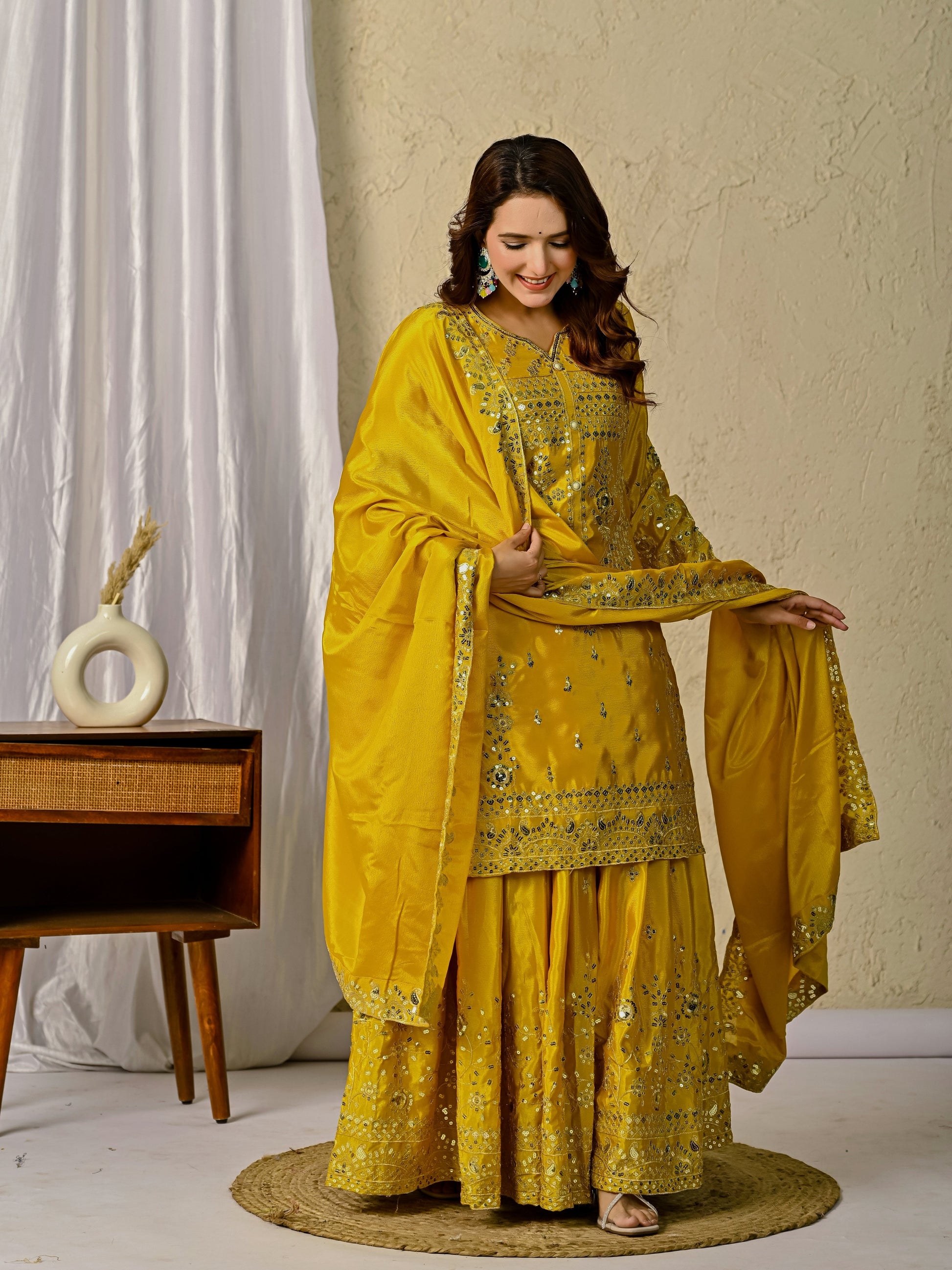 Launching Designer Party Wear Set: Top, Sharara Palazzo & Dupatta