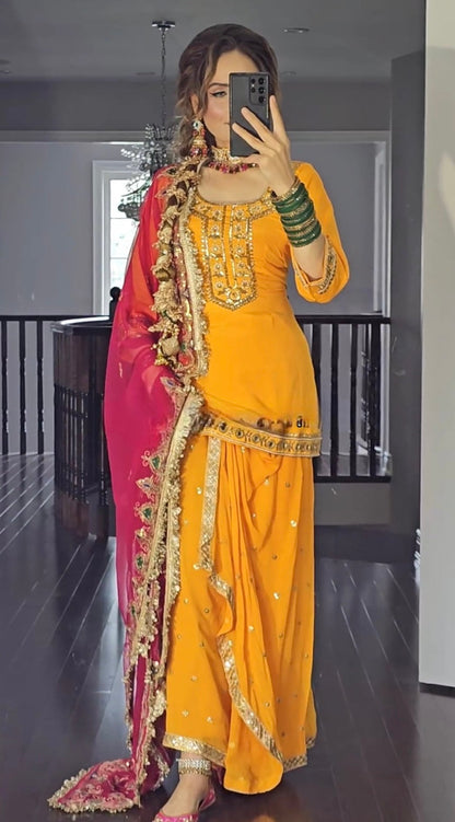 New Designer Party Wear Set: Top, Dhoti Skirt & Dupatta (NF-1226)