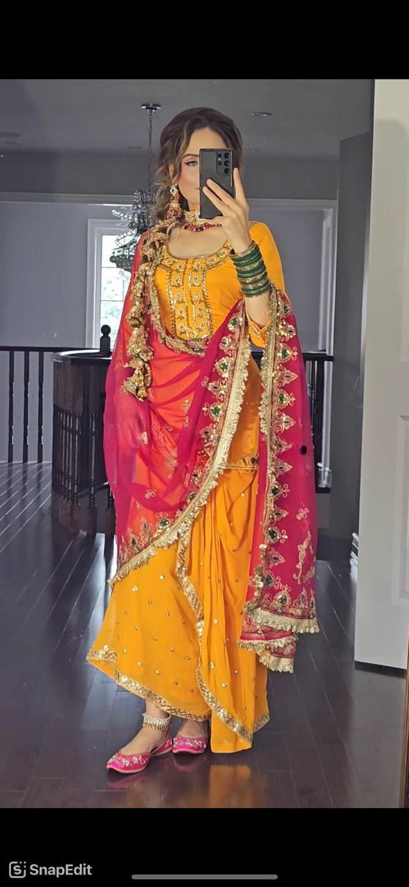 New Designer Party Wear Set: Top, Dhoti Skirt & Dupatta (NF-1226)