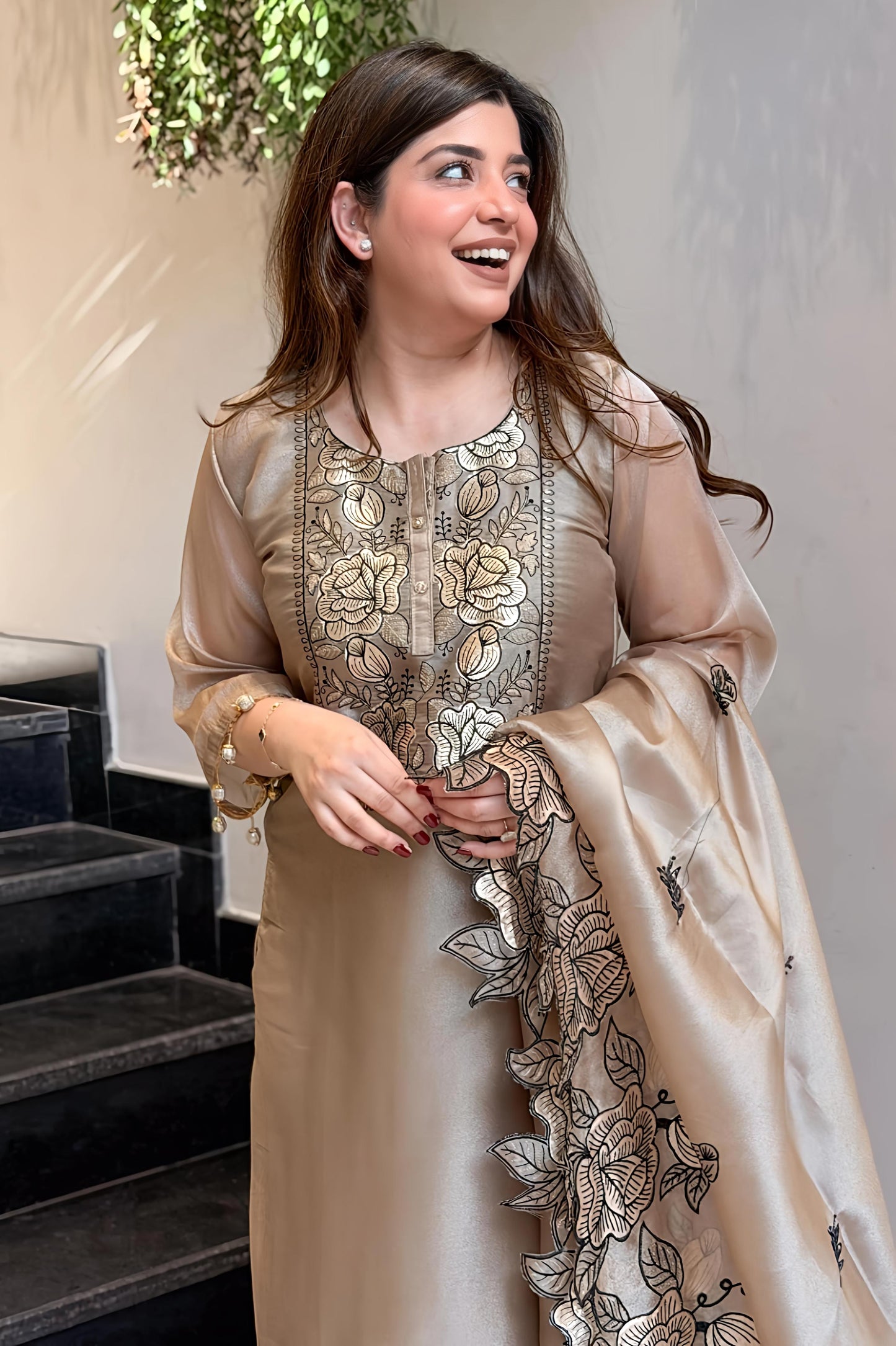 Sunehri Floral Embroidered Suit Set