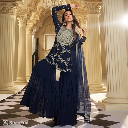 Designer Faux Georgette Sharara Palazzo Set-ND-5019