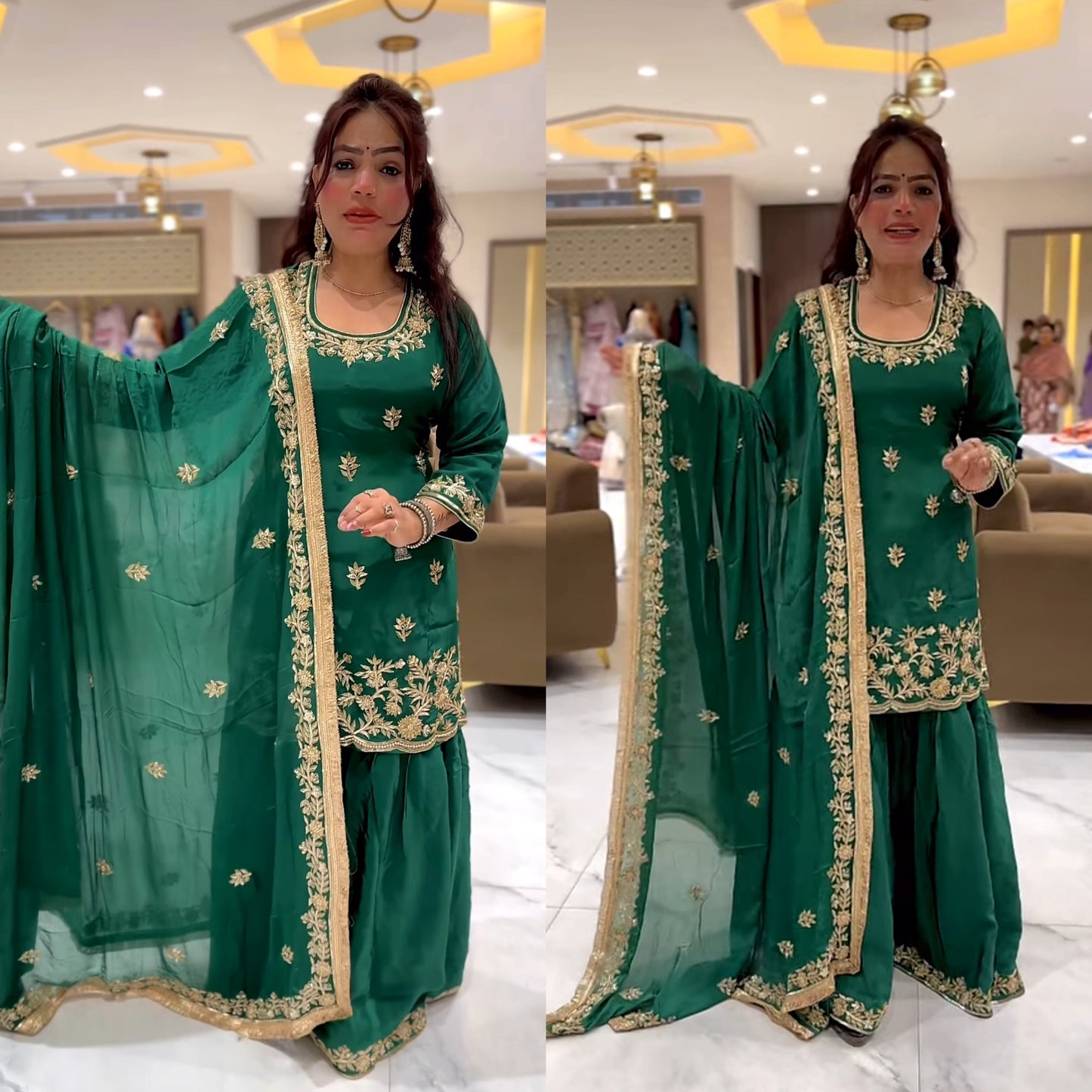 Premium Designer Party Wear Top, Sharara Palazzo & Dupatta-ND-5044