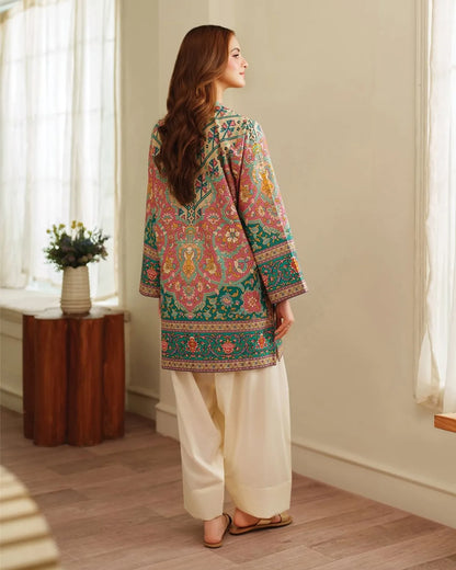 Multicolor Ethnic Printed Kurta Set with Cream Pants
