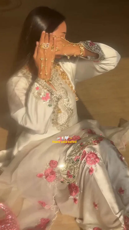Natural Crepe Silk Farshi Pant Suit with Tissue Silk Dupatta:-MD-3081
