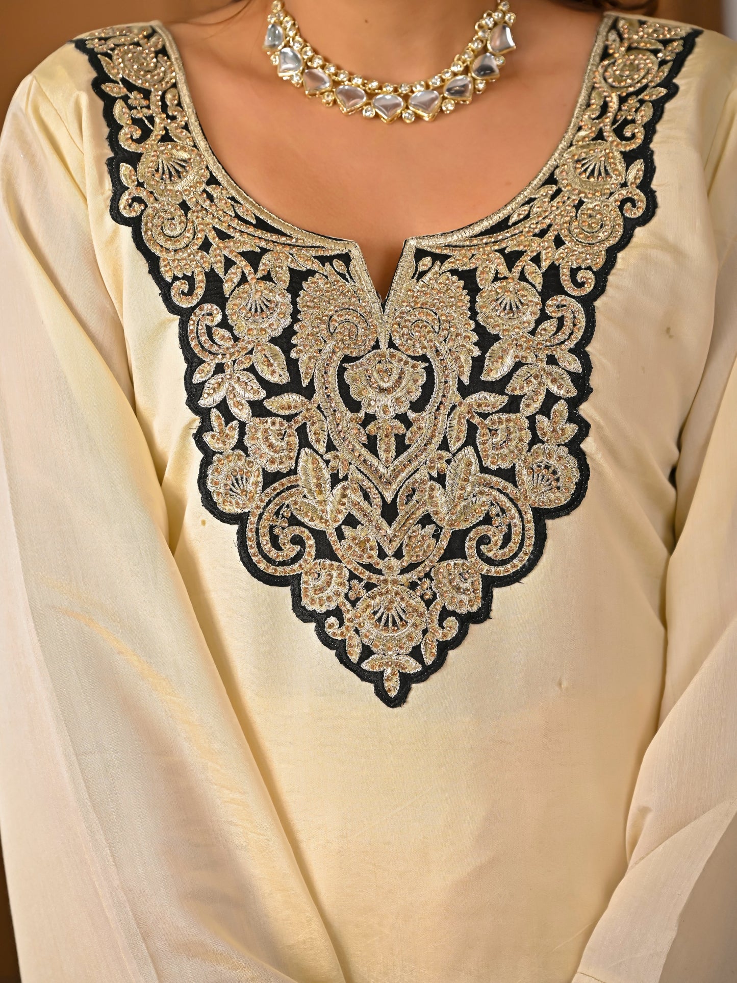 Your Designer Studio Roman Silk Embroidered Kurta Sharara Set with Dupatta
