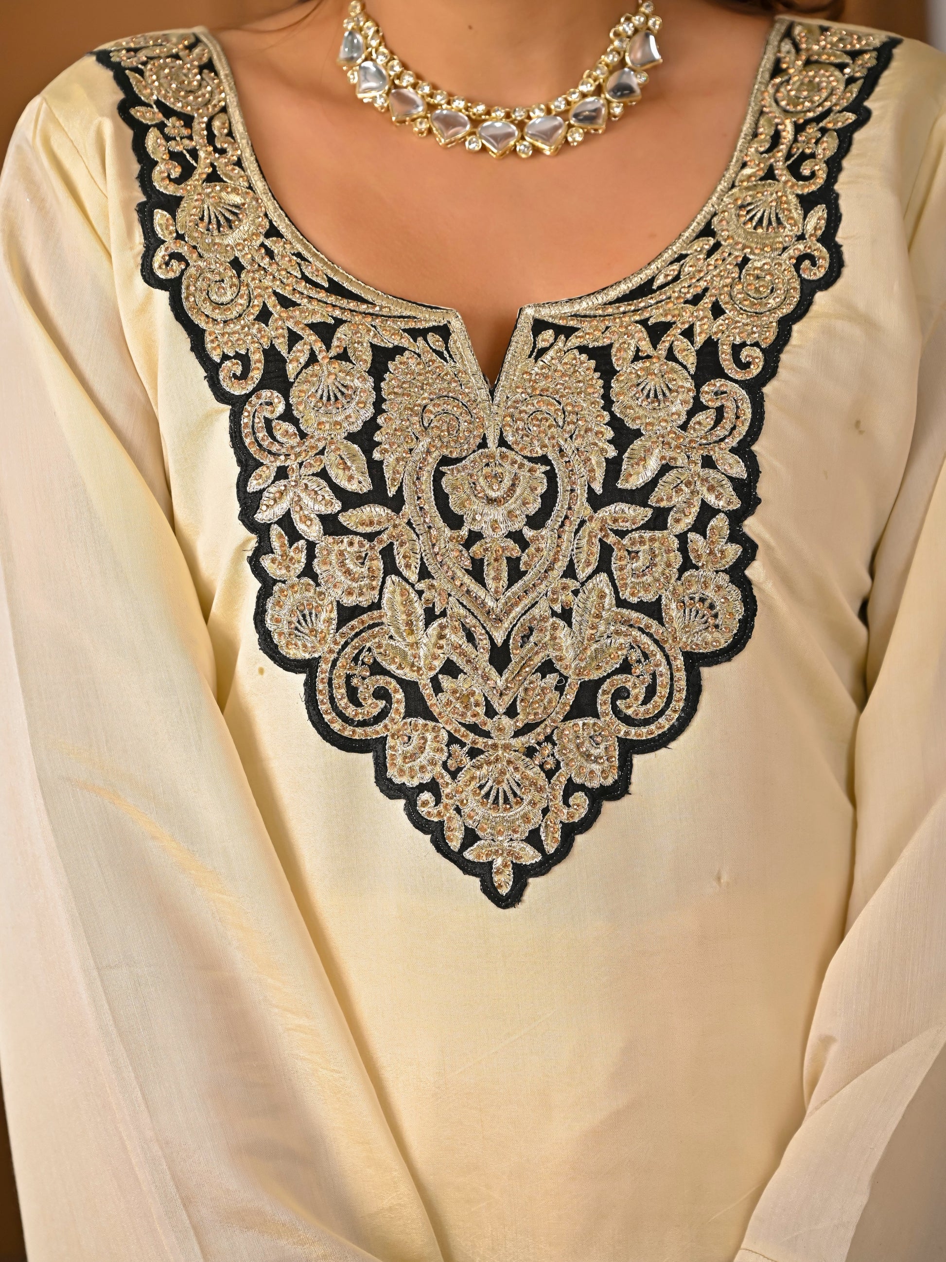 Your Designer Studio Roman Silk Embroidered Kurta Sharara Set with Dupatta