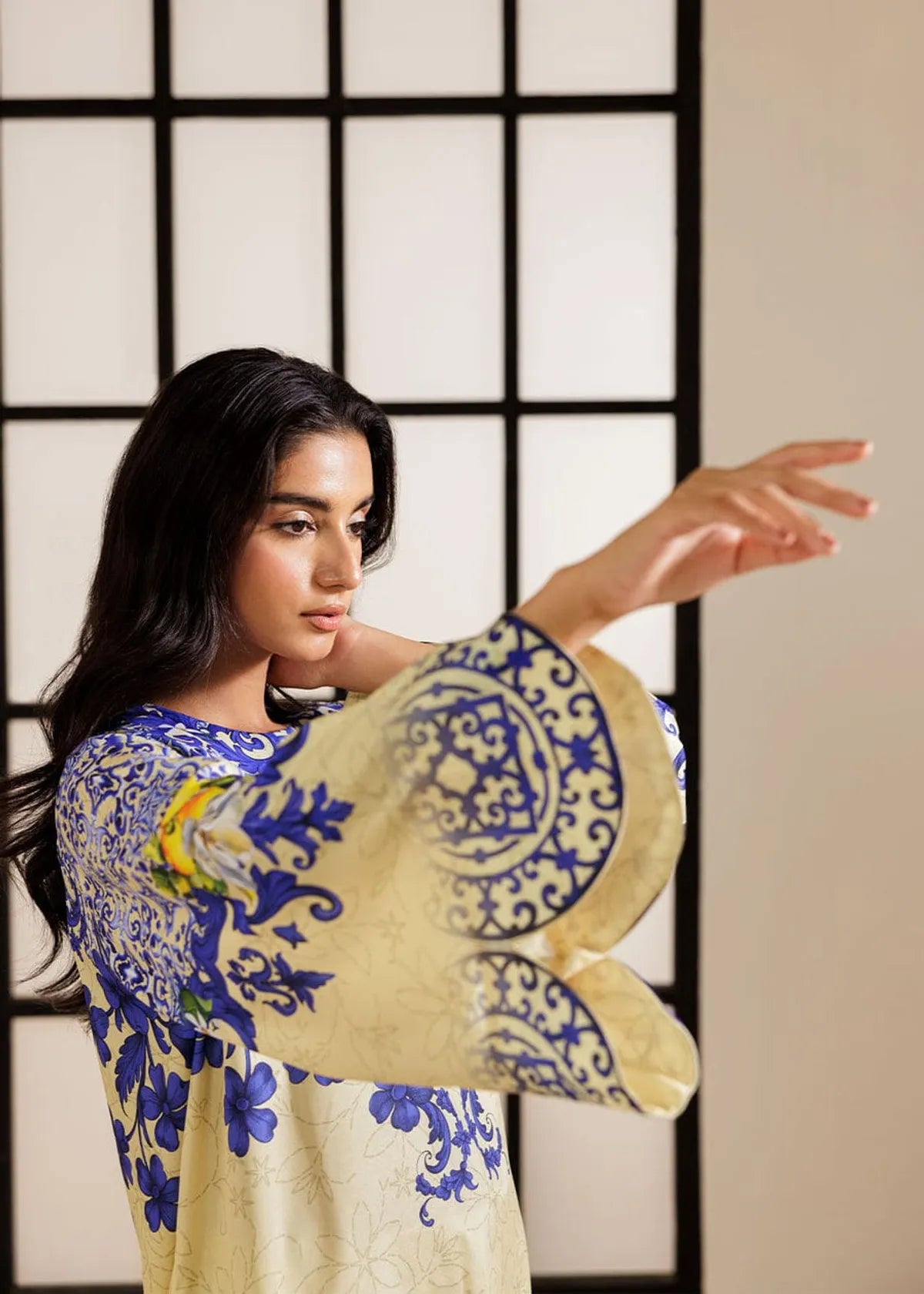 Lemon Yellow Smooth Bsy Ornate Floral Tile Printed Co-Ord Set For Women