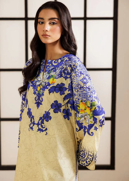 Lemon Yellow Smooth Bsy Ornate Floral Tile Printed Co-Ord Set For Women