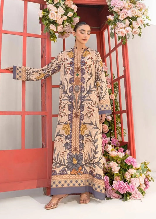 Beige Smooth Bsy Botanic Bloom Canvas Digital Printed Kurta For Women