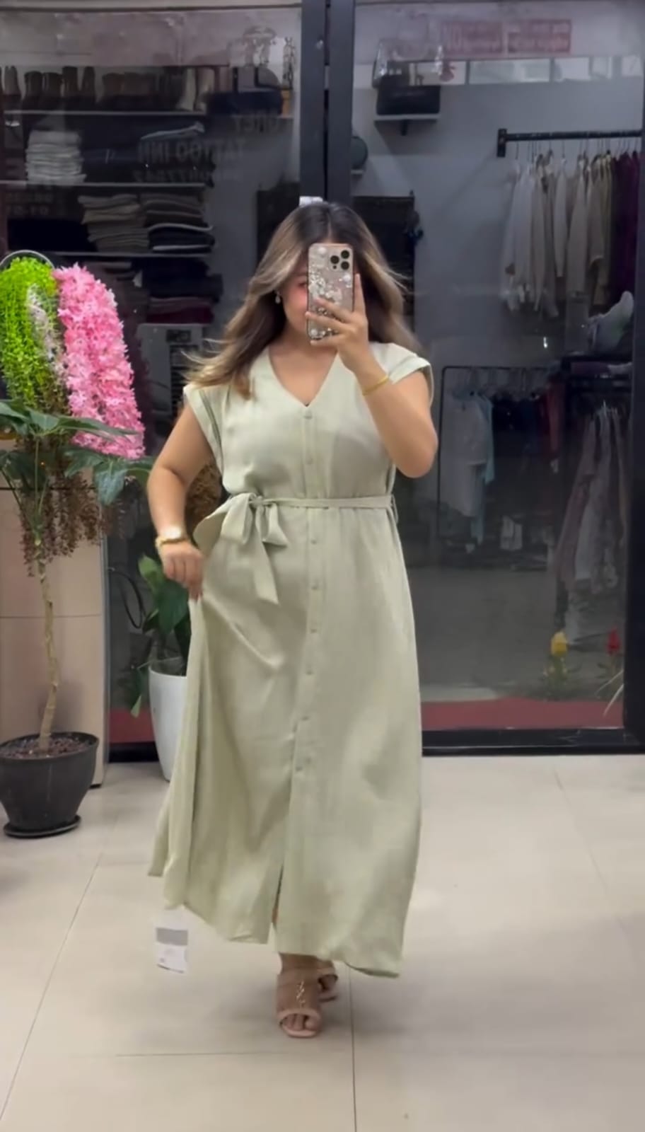Soft Satin Fabric Women's Elegant Summer Maxi Belted Dress