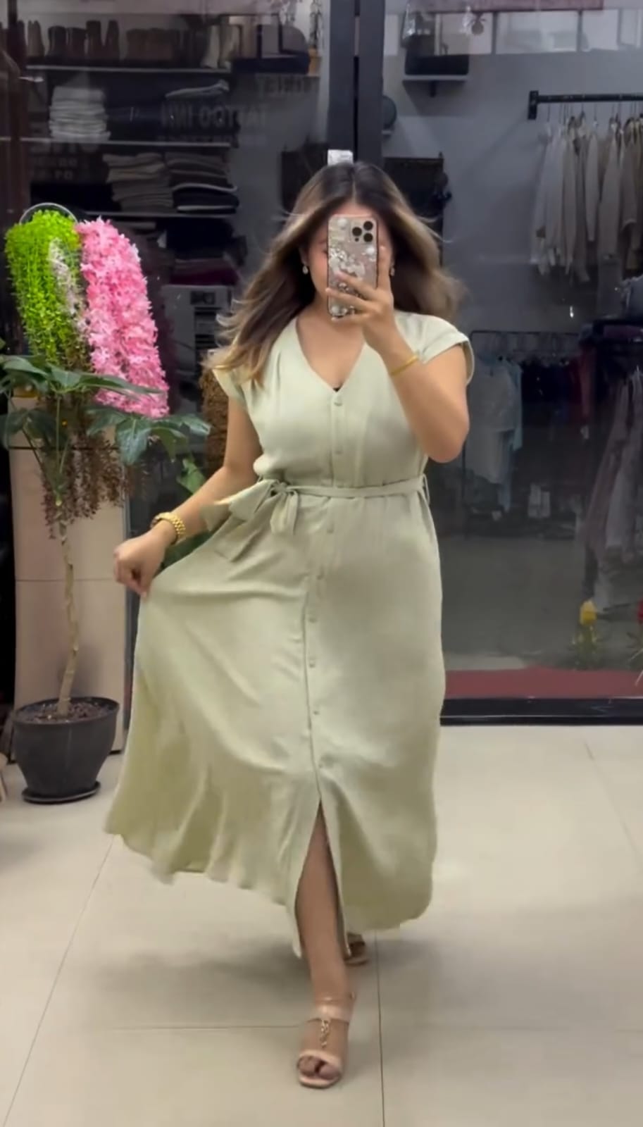 Soft Satin Fabric Women's Elegant Summer Maxi Belted Dress