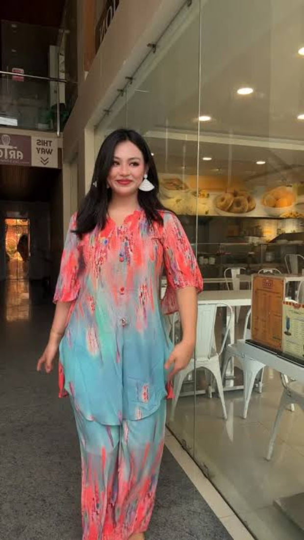 (Co-Ord} Long Suit St Kurta - Palazzo  Stylish Dress