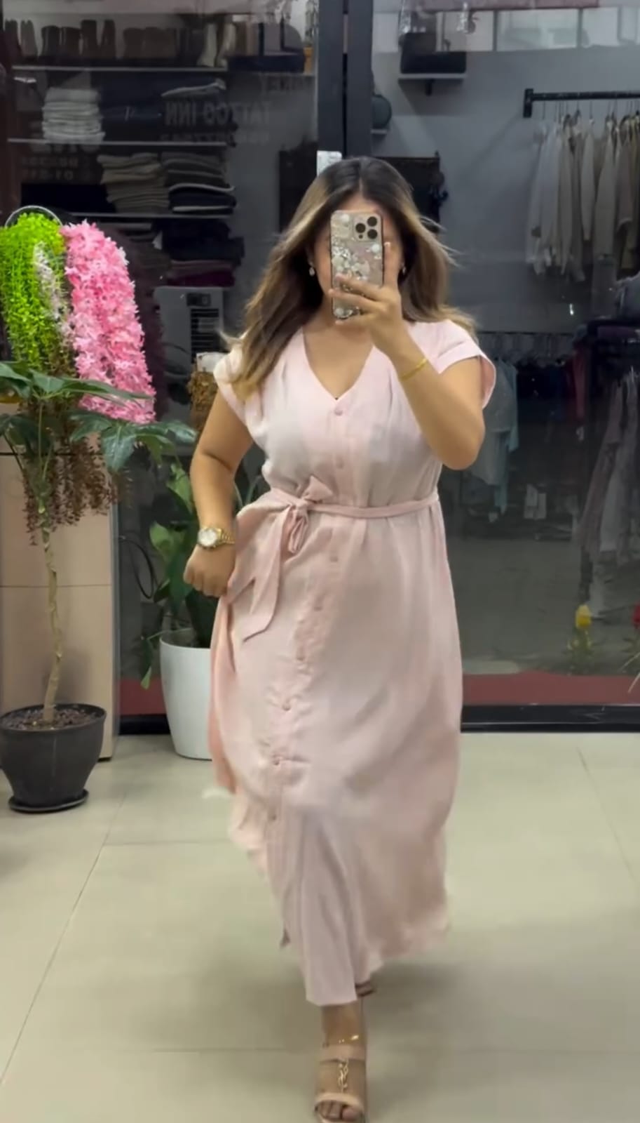 Soft Satin Fabric Women's Elegant Summer Maxi Belted Dress