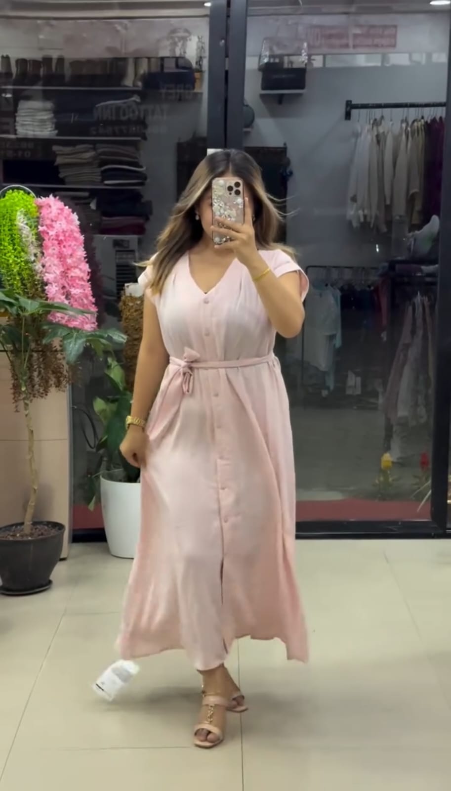 Soft Satin Fabric Women's Elegant Summer Maxi Belted Dress