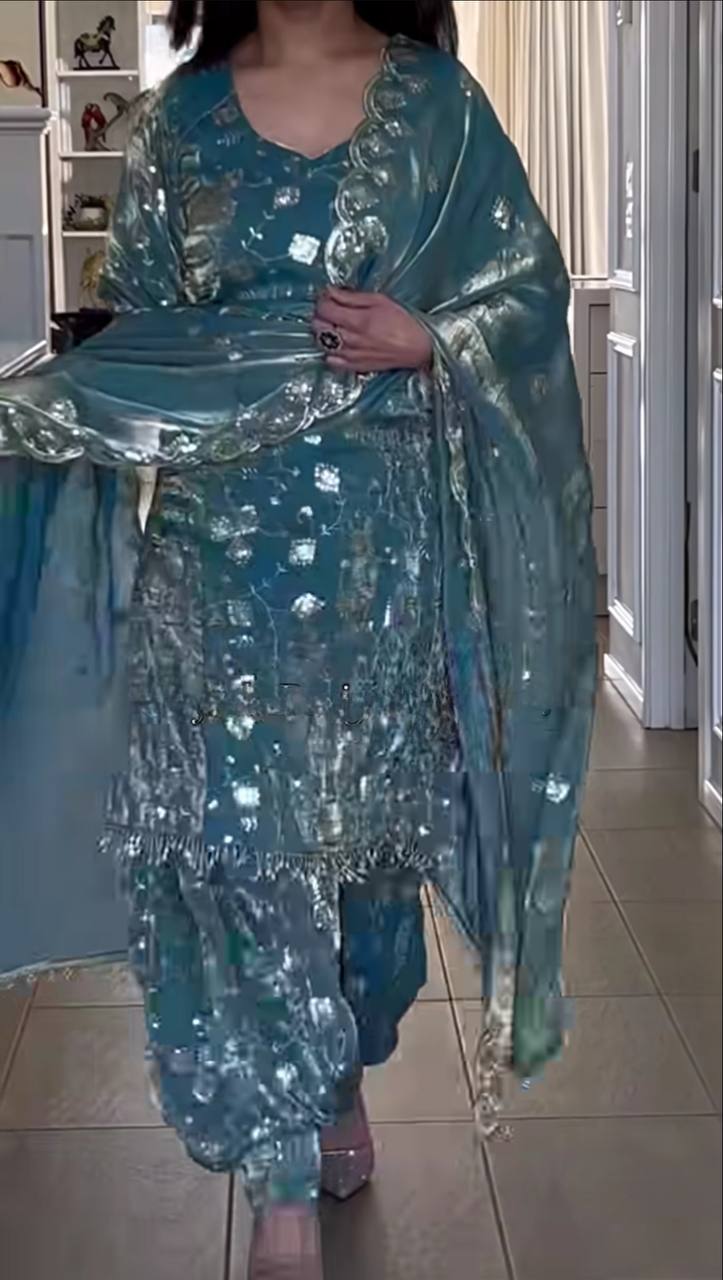Elegant Sequin Silk Dhoti Set – Party & Festive Wear
