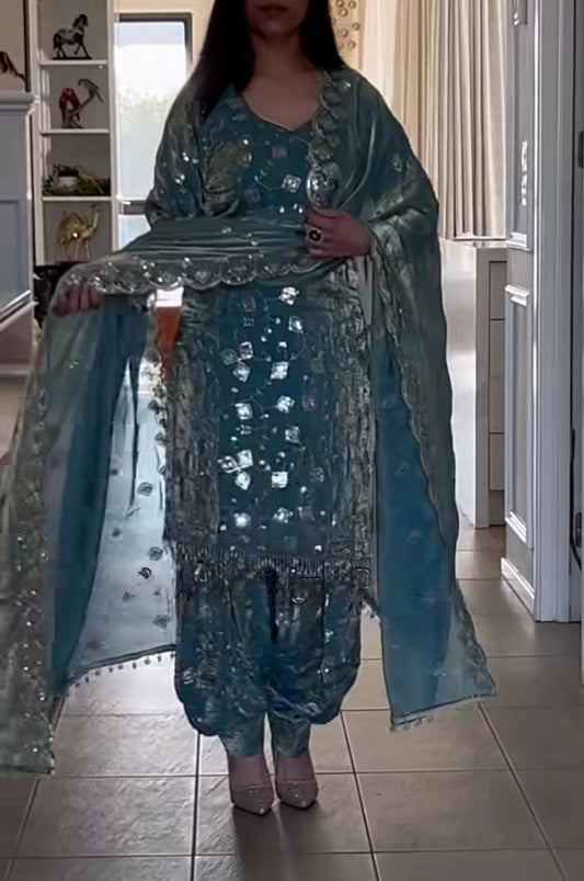 Elegant Sequin Silk Dhoti Set – Party & Festive Wear