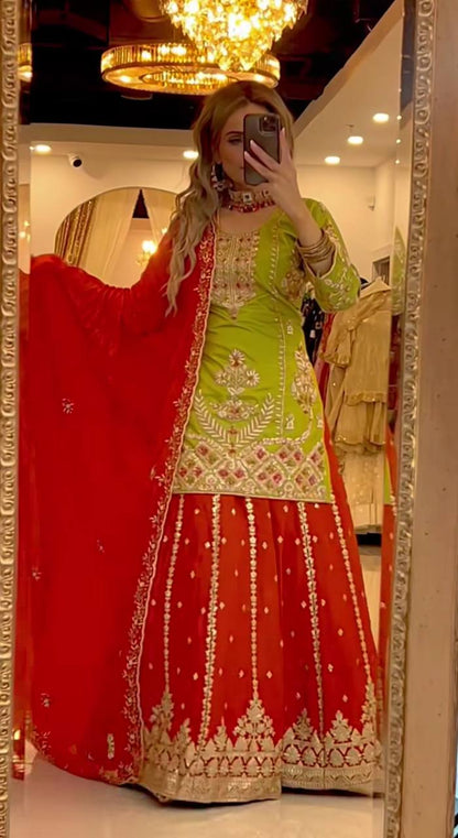 New Designer Heavy Chinnon Silk Plazzo Set With Dupatta-ND-5049