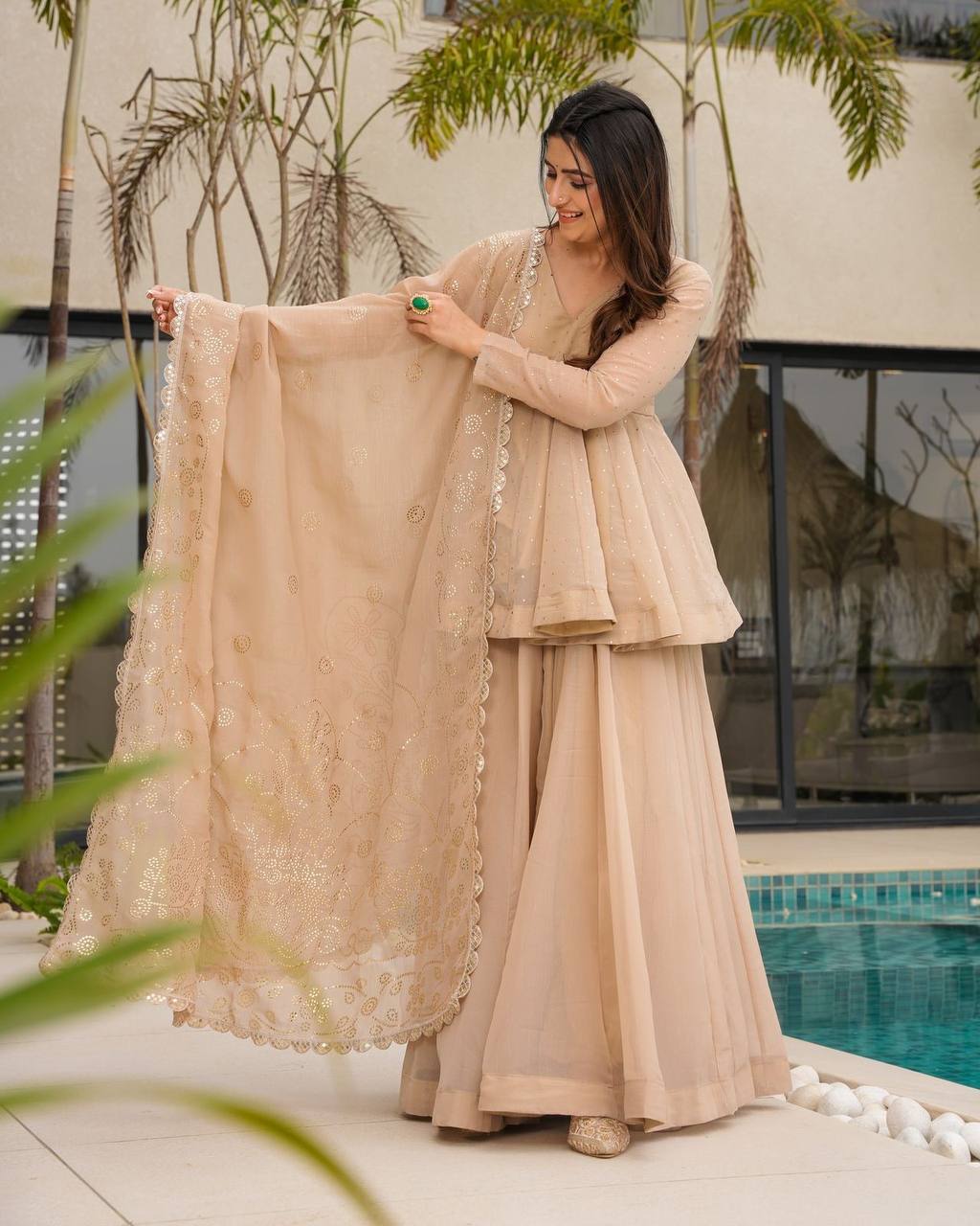 Tabby Organza Mukesh Work Suit Set – Your Designer Studio