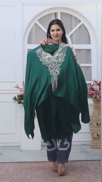Green Cape Skirt Set